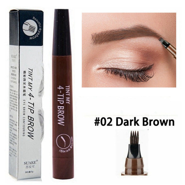 5 Colors Eyebrow Pen Waterproof 4 Fork Tip Eyebrow Tattoo Pencil Cosmetic Long Lasting Natural Dark Brown Liquid Eye Brow Pencil