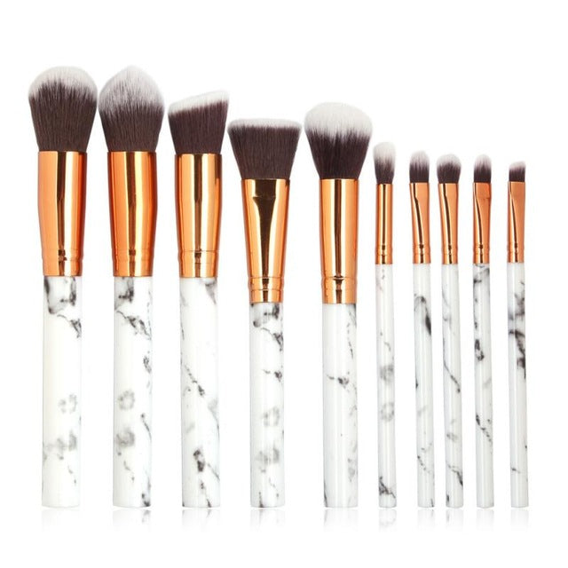 10PCS Marbling Makeup Brushes Set Professional Foundation Powder Eyeshadow Brush Concealer Lip Eye Face Cosmetics Beauty Tools